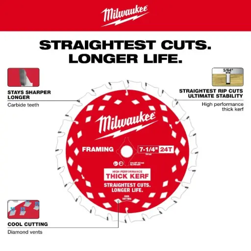 [MIA-48-41-0740] 7-1/4 24T THICK KERF FRAMING CIRCULAR SAW BLADES BULK 10
