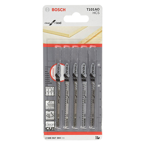 [BOA-2608667304] PAQUETE DE 5 SEGUETAS P/CALADORA MADERA CORTES CURVOS BOSCH (BOA-T101AO)