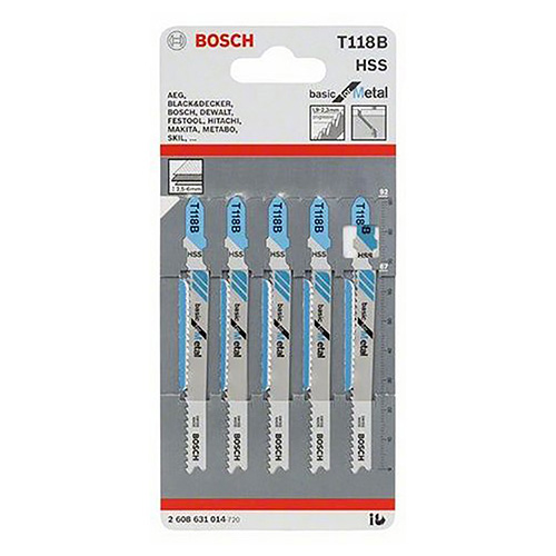 [BOA-2608668146] PAQUETE DE 5 SEGUETAS P/CALADORA METAL BASICA 2.5-6mm BOSCH (BOA-T118B)
