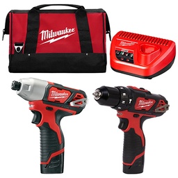 [MIL-2497-22] COMBO ROTOMARTILLO 3/8 12 V M12 C/DESTORNILLADOR DE IMPACTO 1/4 12 V 2/BAT. M12
