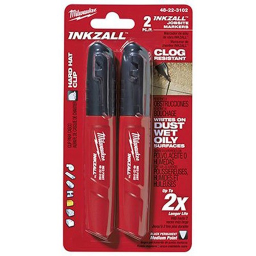 [MIA-48-22-3102] PAQUETE 2 MARCADOR INDUSTRIAL GRUESO NEGRO P/METAL, PLASTICO, MADERA, ESCRIBE EN POLVO, AGUA Y ACEITE