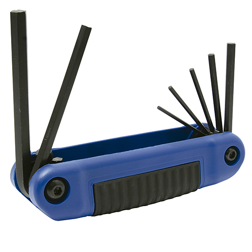 [URR-4977BM] JUEGO DE 7 LLAVES HEXAGONALES METRICAS DE 2 A 8mm EN NAVAJA PLASTICA ROJA