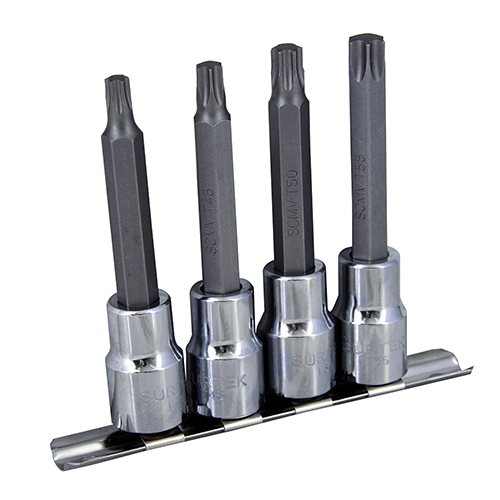 [SUR-F5800TL] JUEGO DE DADOS PUNTA TORX C/CUADRO DE 1/2, C/4 PZAS.