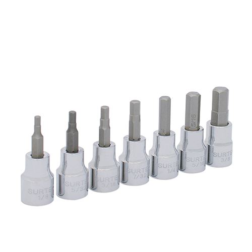 [SUR-F51H00] JUEGO DE DADOS C/PUNTA HEXAGONAL STD DE 3/8 C/7 PZAS.