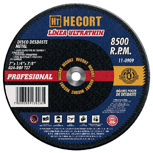 [HEC-110909] DISCO DE DESBASTE METAL 7 X 1/4 X 7/8 ECONOBALANCE T27 A24U