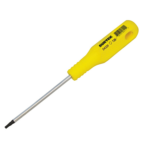 [SUR-D4320] DESTORNILLADOR CON MANGO AMARILLO, PUNTA TORX BARRA REDONDA T20 X 4"