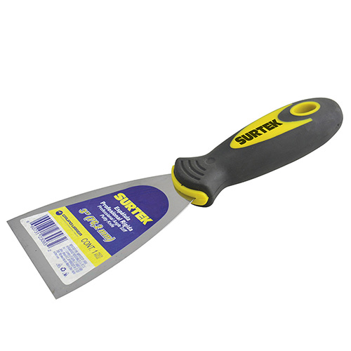 [SUR-123023] ESPÁTULA RÍGIDA DE ACERO DE ALTO CARBÓN CON MANGO BIMATERIAL 3"