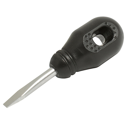 [FOY-DER52] DESTORNILLADOR CON MANGO NEGRO, TIPO TROMPO PUNTA PLANA 1/4" X 1-1/4"