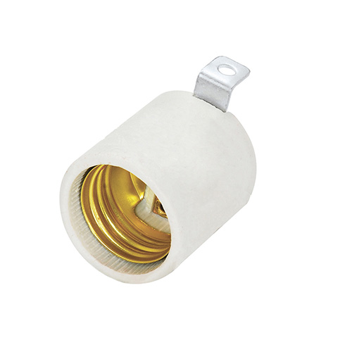 [SUR-136677] PORTALÁMPARA CON SOPORTE TIPO ESCUADRA DE PORCELANA 4 CM, COLOR BLANCO
