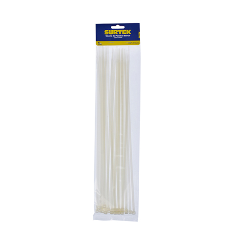 [SUR-114214] CINCHOS PLÁSTICOS 368 X 4.6 MM, TENSIÓN 22 KG DE 25 PIEZAS, COLOR BLANCO