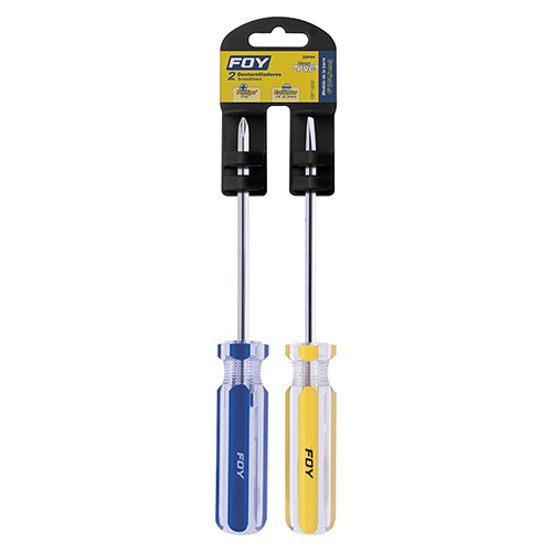 [FOY-2DP44] JUEGO DE DESTORNILLADORES CON MANGO DE PVC COMBINADOS, 2 PIEZAS EN BLÍSTER