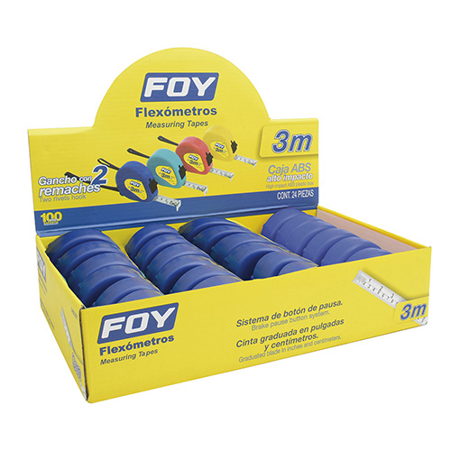 [FOY-142129] FLEXÓMETROS CON CARCASA DE PLÁSTICO AZUL EN DISPLAY, 3 M X 25 MM