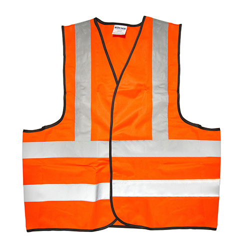 [SUR-137377] CHALECO DE SEGURIDAD CON CINTAS REFLEJANTES PLATEADAS NARANJA UNITALLA
