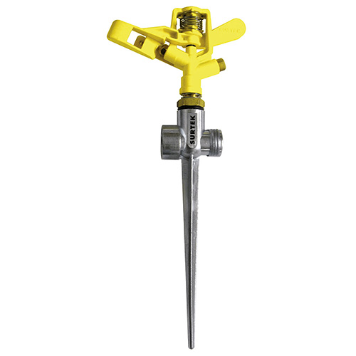 [SUR-130322] ASPERSOR METÁLICO REGULABLE POR PULSACIÓN CUERPO DE ZAMAC 3/4" GHT 2 VÍAS