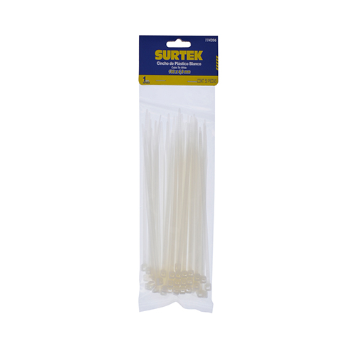 [SUR-114206] CINCHOS PLÁSTICOS 160 X 4.8 MM, TENSIÓN 27 KG DE 50 PIEZAS, COLOR NATURAL