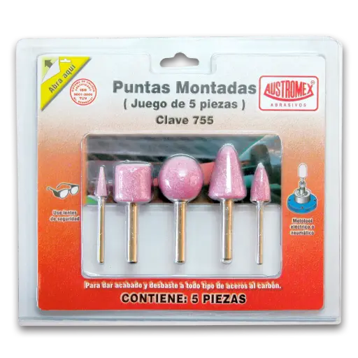 [AUS-755] JUEGO DE 5 PUNTAS MONTADAS PARA DESBASTE Y ACABADO DE TODO TIPO DE MATERIALES
