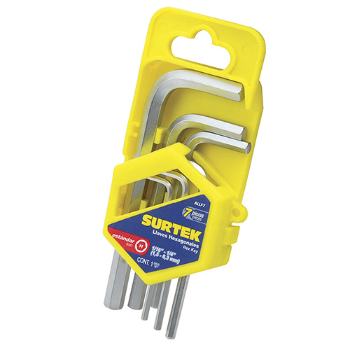 [SUR-ALLF7] JUEGO DE 7 LLAVES HEXAGONALES STANDARD EN ORGANIZADOR PLASTICO TIPO HOLDER