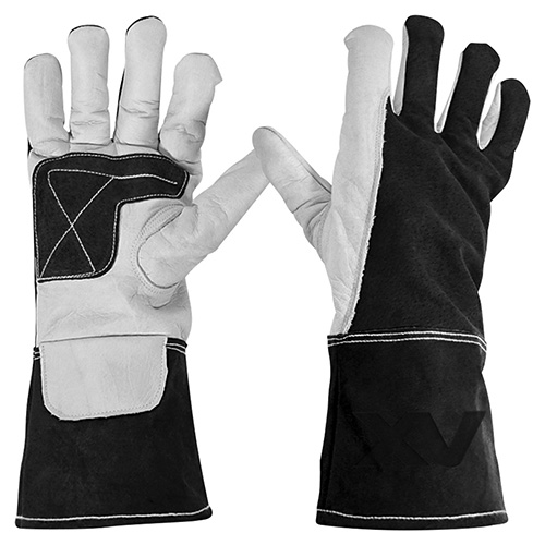 [AXT-GT300] GUANTE PIEL Y GAMUZA C/REFUERZO FORRO INTERNO E HILO KEVLAR COLOR BLANCO Y NEGRO