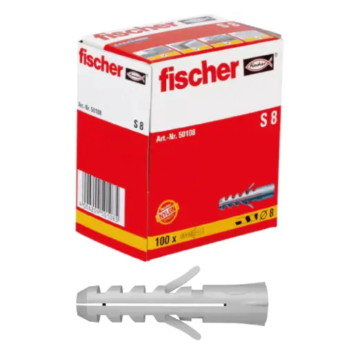 [FIH-08008] CAJA CON 100 TAQUETES PLASTICOS DE EXPANSION 8 MM DIAMETRO 6 MM LARGO