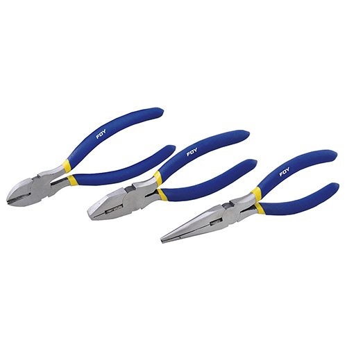 [FOY-142020] JUEGO 3 PINZAS CON MANGO CON DOBLE PLASTISOL PARA ELECTRICISTA