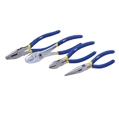 [FOY-142039] JUEGO 4 PINZAS CON MANGO CON DOBLE PLASTISOL PARA ELECTRICISTA