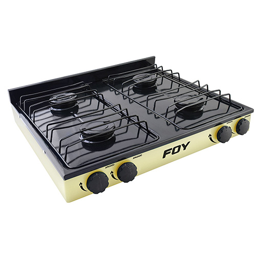 [FOY-144706] ESTUFA DE GAS 4 QUEMADORES DE ACERO INOXIDABLE COLOR BEIGE