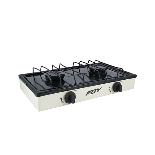 [FOY-144713] ESTUFA DE GAS 2 QUEMADORES DE ACERO INOXIDABLE COLOR BLANCO