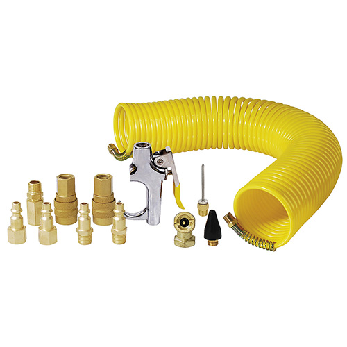 [SUR-108142] JUEGO DE ACCESORIOS NEUMATICOS CON MANGUERA TIPO RESORTE, 14 PIEZAS