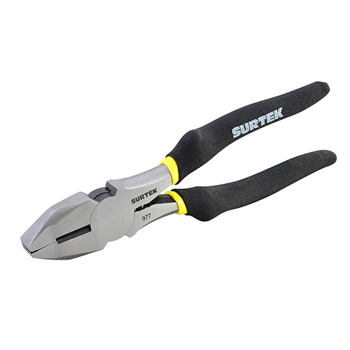 [SUR-977] PINZA CON MANGO RUBBER GRIP PARA ELECTRICISTA DE 7", CORTE LATERAL NARIZ CUADRADA