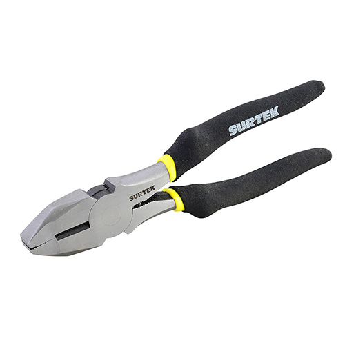 [SUR-979] PINZA CON MANGO RUBBER GRIP PARA ELECTRICISTA DE 9", CORTE LATERAL NARIZ CUADRADA