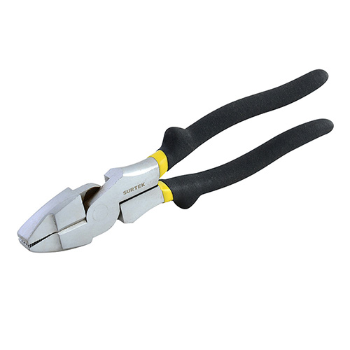 [SUR-979R] PINZA CON MANGO RUBBER GRIP PARA ELECTRICISTA DE 9", CORTE LATERAL REFORZADA