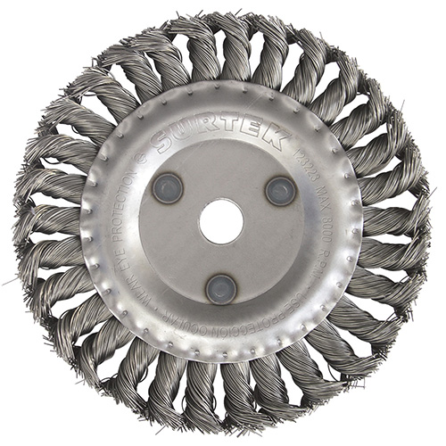 [SUR-C528] CARDA CIRCULAR TRENZADA ALAMBRE DELGADO 4" X 0.35 MM CON ROSCA 5/8"