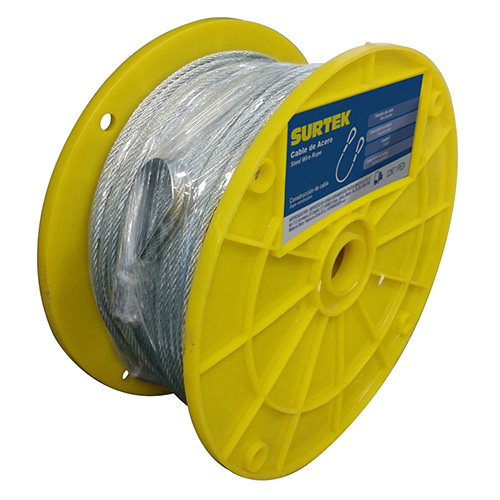 [SUR-CA124] CABLE DE ACERO CON GUARDACABO 1/8" X 152 M
