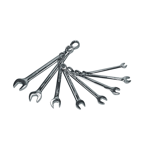 [URR-1200JM] JUEGO DE 8 LLAVES COMBINADAS PULIDO ESPEJO METRICAS, 12 PUNTAS EN RACK