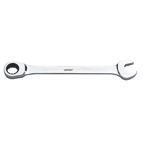 [URR-1208CM] LLAVE COMBINADA PULIDO ESPEJO DE MATRACA EN PULGADAS, 12 PUNTAS, 1/4"