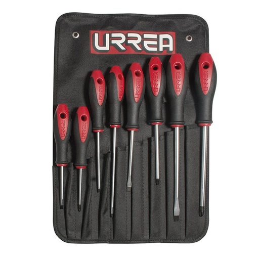 [URR-8600D] JUEGO DE DESTORNILLADORES CON MANGO BIMATERIAL COMBINADOS, 8 PIEZAS