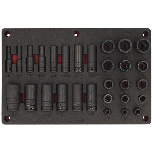 [URR-CH241P] JUEGO DE 29 DADOS EN PULGADAS CUADRO DE 1/2"
