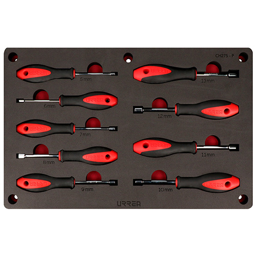 [URR-CH275P] JUEGO DE DESTORNILLADORES MANGO BIMATERIAL DE CAJA COMBINADOS, 9 PIEZAS