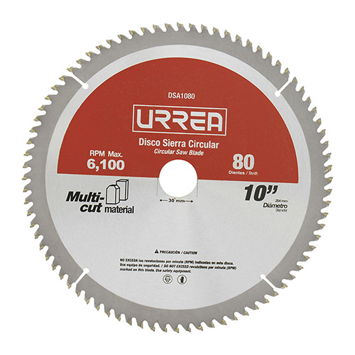 [URR-DSA1080] DISCO PARA SIERRA CIRCULAR PARA CORTE MULTI-MATERIAL 80 DIENTES, 10"